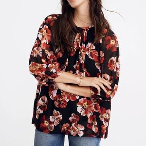 MADEWELL Tie-Back Bubble Sleeve French Rose Top Size Small EUC